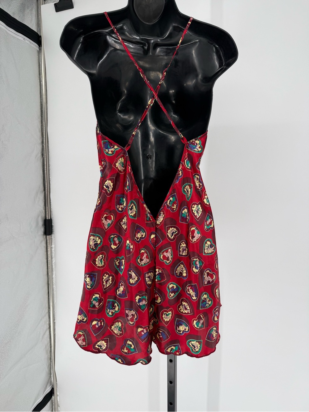 VTG Women’s Red Heart Printed Slip Dress szM - Picture 7 of 12